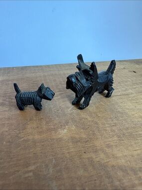 Vintage Miniature “Carved” Scottie Dog Figurines-  Set of Two